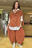 Made in Italy Cooper Needlecord Cap Sleeve Jacket Auburn
